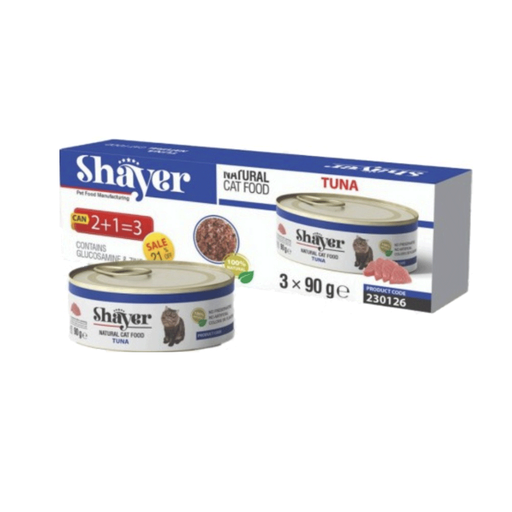 کنسرو گربه شایر نچرال ماهی shayer 90g تکی